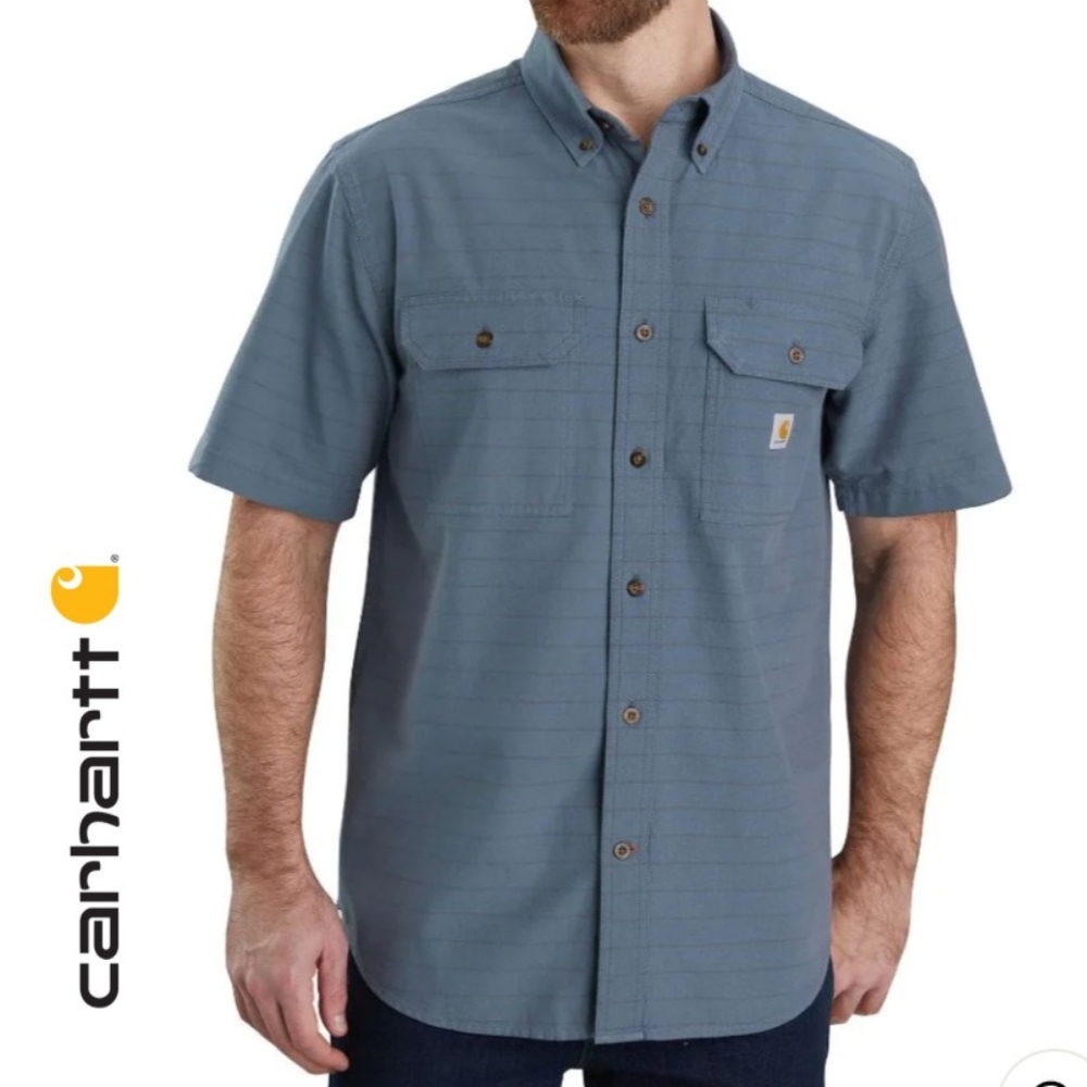 Carhartt Men's Loose Fit Midweight Chambray Short-Sleeve Plaid Shirt